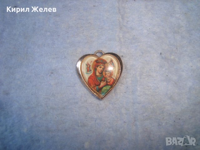 СТАРА ПОЗЛАТЕНА СЪРЦЕВИДНА ИКОНКА ПРАВОСЛАВНА 12576, снимка 3 - Антикварни и старинни предмети - 36953934