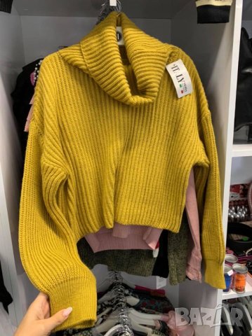 Дамски къс пуловер с яка 5 цвята, снимка 9 - Блузи с дълъг ръкав и пуловери - 43156137