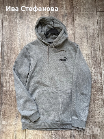 Ново wow сива оригинална маркова качулка сива  суичър ватирана блуза худи Puma Пума, снимка 2 - Суичъри - 52467310