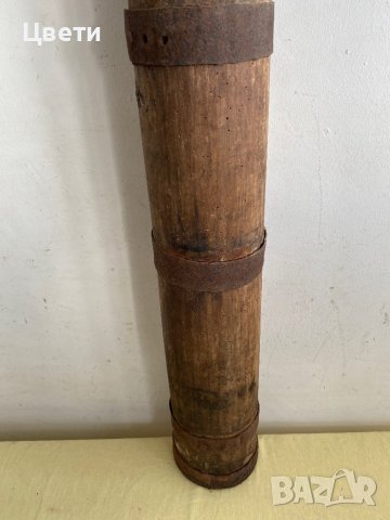 Стара, дървена бучка с метален обков, снимка 11 - Антикварни и старинни предмети - 43924626