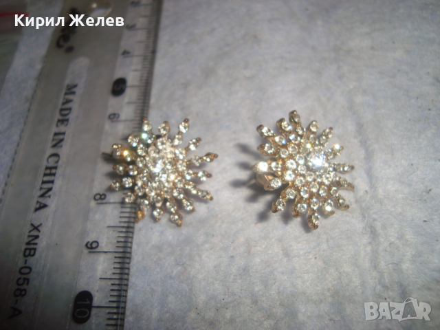 КРАСИВИ ЗЛАТИСТИ ИСКРЯЩИ ЦИРКОНЕНИ ФЕШЪН АРТ ОБЕЧКИ - СНЕЖИНКИ 4203, снимка 6 - Обеци - 36466354