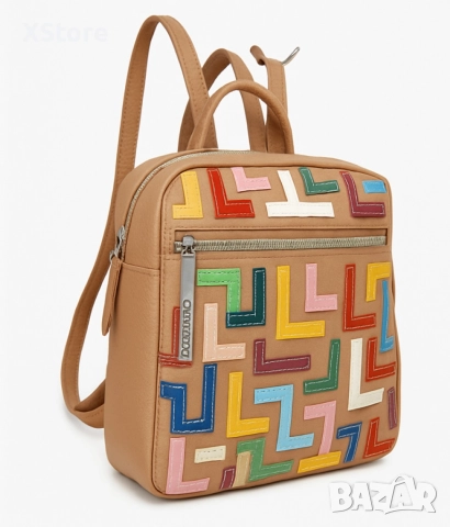 Дамска раница-чанта с цветен принт и регулируеми презрамки, снимка 2 - Чанти - 52585379