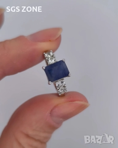 сребърен пръстен с изумруди, рубини и сапфири, снимка 2 - Пръстени - 51758890