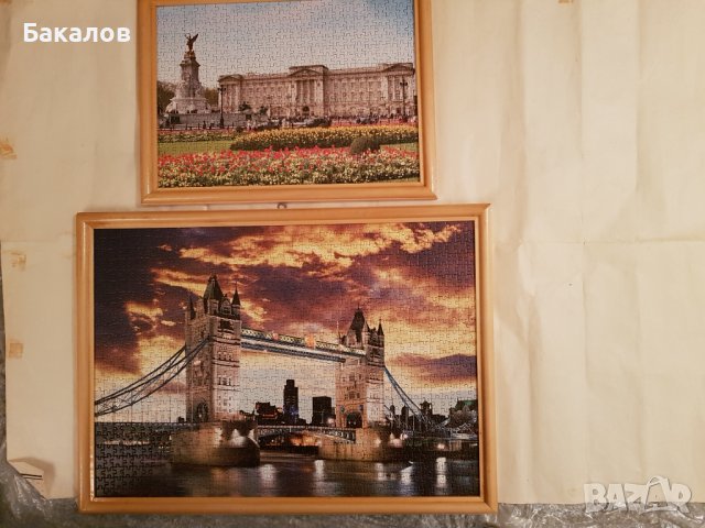 Наредени и залепени на фазер пъзели с лакирана дървена рамка и закачалка, снимка 4 - Други - 38397582