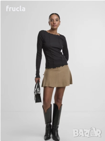 Плетена Къса Пола Бежово, снимка 3 - Поли - 52344212