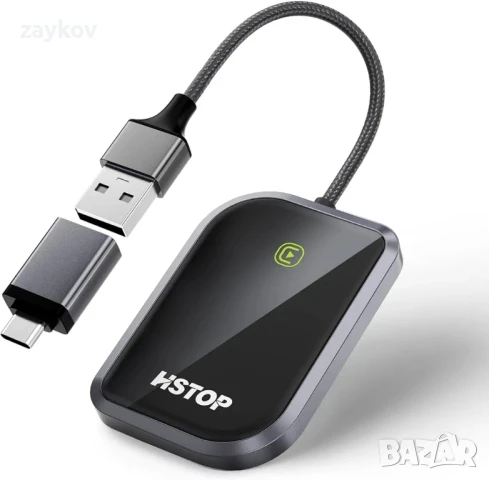 HSTOP Carplay безжичен адаптер, актуализирана версия 2024, безжичен CarPlay адаптер