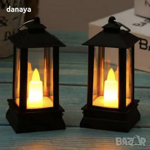 5416 Мини светещ коледен фенер тип ретро лампа, 9 см, снимка 2 - Декорация за дома - 47825305