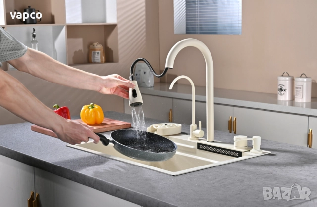 60см Бежова мултифункционална кухненска мивка , снимка 2 - Мивки - 52127816