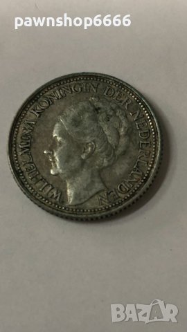 Сребърна монета Нидерландия 25 цента, 1941 Портрет на аверс, снимка 2 - Нумизматика и бонистика - 38930290