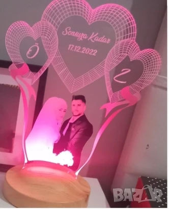 Лампа с ваши снимки и надпис или дата по избор, снимка 8 - Настолни лампи - 51310263