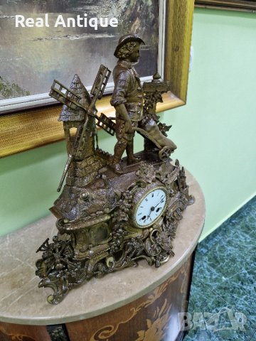 Страхотен антикварен колекционерски френски бронзов каминен часовник , снимка 7 - Антикварни и старинни предмети - 43312650