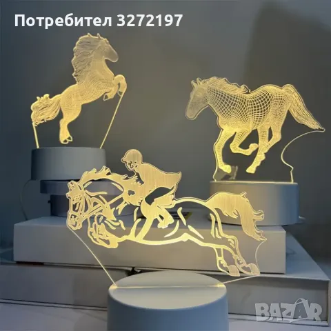 Холограмна 3D LED лампа-Кон , снимка 3 - Настолни лампи - 49527196