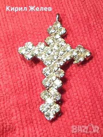 БЛЕСТЯЩ КРИСТАЛЕН СРЕБРИСТ АРТ КРЪСТ 22941, снимка 2 - Колиета, медальони, синджири - 36251598