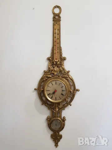 Стенен часовник от масивен месинг с влагометър-термометър, снимка 11 - Колекции - 50258303