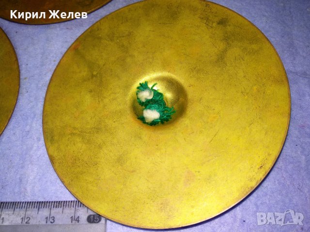 ЛОТ 3 СТАРИ МАЛКИ МЕДНИ ЧИНЕЛИ Професионален МУЗИКАЛЕН ИНСТРУМЕНТ 2 КОМПЛЕКТ и 1 РЕЗЕРВНО 23716, снимка 7 - Антикварни и старинни предмети - 43927082