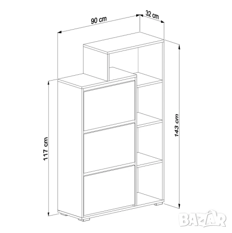 Шкаф за обувки бял с етажерка , снимка 2 - Шкафове - 51414549
