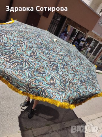 Голям чадър Чадъри за градината,къмпинг,плаж и за всякакви други места.230см,от здрав брезентов плат, снимка 2 - Градински мебели, декорация  - 37424592