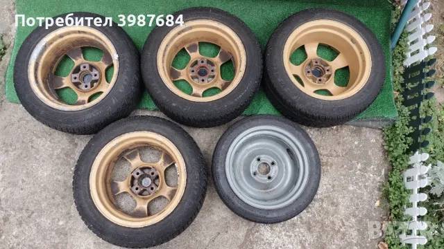 Джанти 7Jx15H2 4x100(PCD), д.ц.о 57.1мм с гуми 195/55 R15, плюс резервна гума!, снимка 2 - Гуми и джанти - 47291321