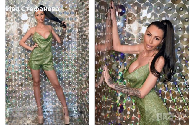 Гащеризон Green Glitter Chains зелен бляскав гащеризон , снимка 8 - Гащеризони - 29353287