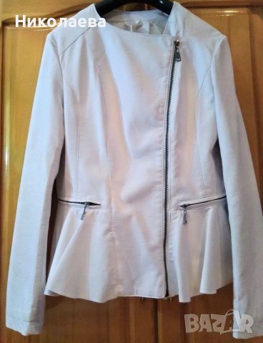 Бяло кожено яке,XL,ново, снимка 2 - Якета - 37910432