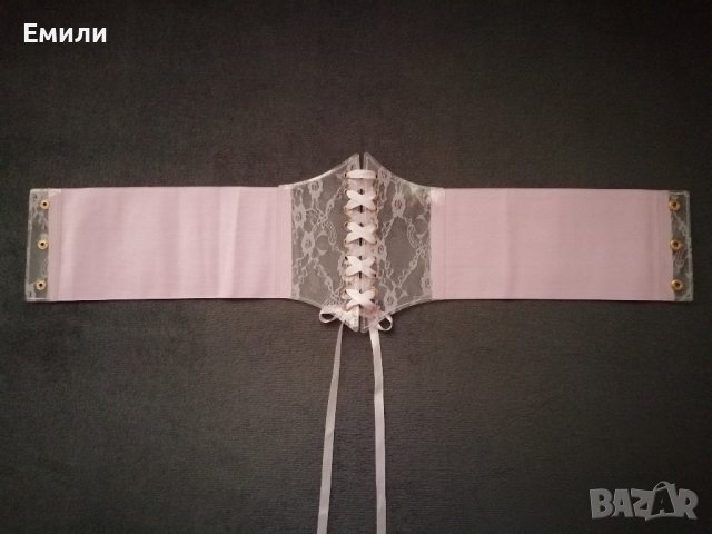 Розов корсет колан с дантела и сатенени връзки, снимка 10 - Корсети, бюстиета, топове - 38964506