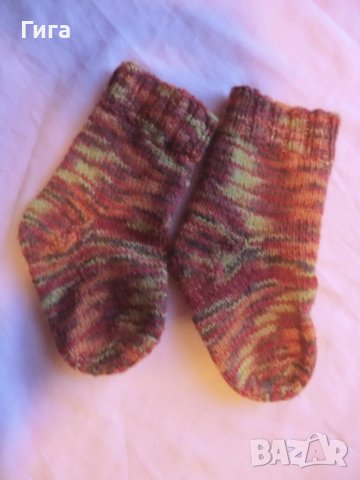 шарени плетени чорапи оранжево/жълто ходило 11, конч 12, снимка 1 - Чорапи - 39306800
