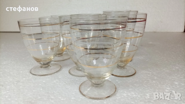 Ретро чашки за ракия, столче, златни и бели кантове, 10 бр, снимка 3 - Чаши - 52874097