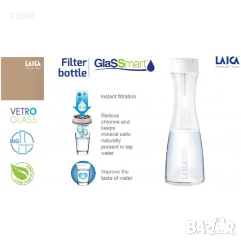 НОВИ! Филтрираща стъклена бутилка с филтър Laica GlasSmart 1.1л , снимка 6 - Други - 44082930