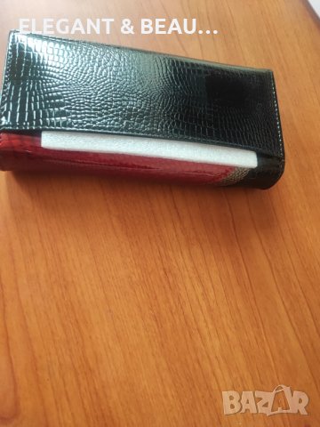 Лачено дамско портмоне от естествена кожа  с вътрешен монетник, снимка 2 - Портфейли, портмонета - 37930623