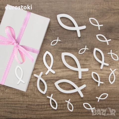 Комплект от 99 дървени рибки Ukaeno - Включва 9 големи дървени рибки и 90 малки рибки за декорация, снимка 4 - Декорация за дома - 51476490