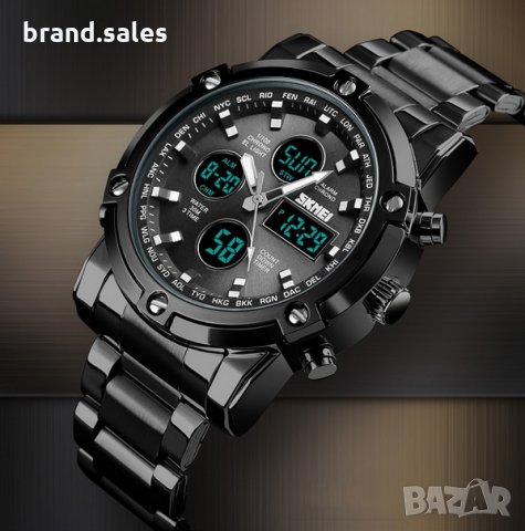Мъжки водоустойчив часовник с черна верижка, снимка 2 - Мъжки - 32254267