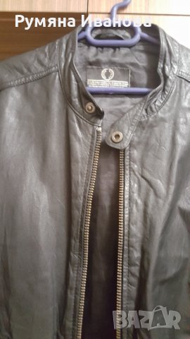 Черно кожено яке, снимка 4 - Якета - 38877497