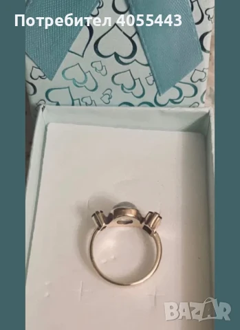 Златен пръстен с три камъка, снимка 3 - Пръстени - 50756199