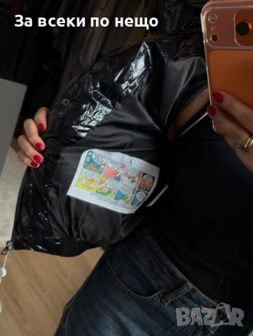 Moncler Дамско Черно Лачено Зимно Яке С Качулка С Естествен Пух Монклер Код P1474, снимка 5 - Якета - 52327813