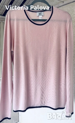 Луксозна розова блуза ALBA MODA коприна и кашмир, снимка 2 - Блузи с дълъг ръкав и пуловери - 53278022