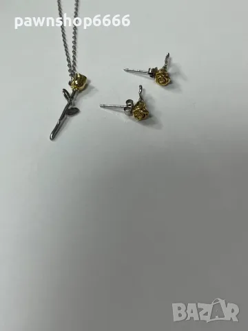 Сребърно колие и обеци „Роза“ , снимка 11 - Колиета, медальони, синджири - 49218187