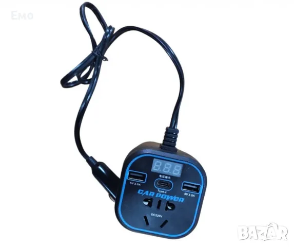 Преобразувател за захранване, адаптер за зарядно за кола с 3.0A двоен USB и Type-C,12V/24V към 220V, снимка 6 - Аксесоари и консумативи - 48462605