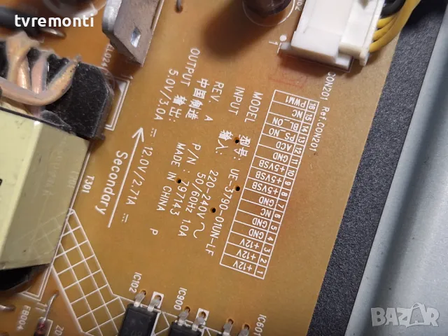 POWER BOARD UE-3790-01UN-L от телевизор TOSHIBA 32L2333D For 32Inc Display 96.32S03 004, снимка 2 - Части и Платки - 48411953