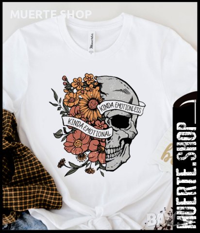 Дамска тениска с щампа KINDA EMOTIONLESS, снимка 1