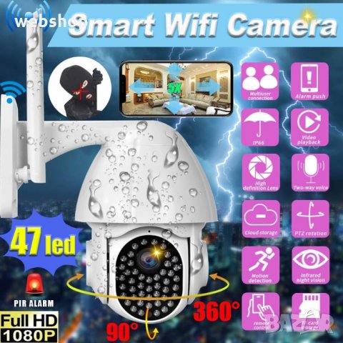 WIFI КАМЕРА 3MP 47 LED С НОЩЕН ЗАПИС, 2 АНТЕНИ, снимка 7 - IP камери - 34712296