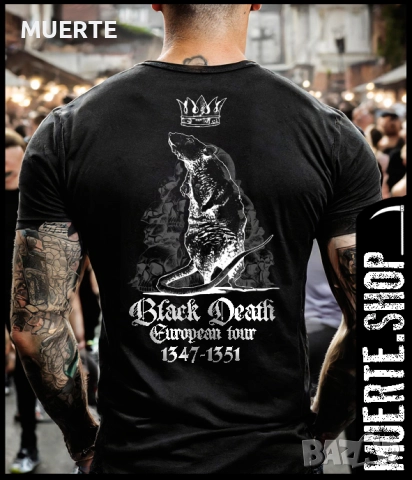 Черна тениска с щампа BLACK DEATH TOUR