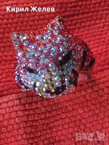 ФИГУРАЛЕН СКЪПОЦЕНЕН СРЕБЪРЕН ПРЪСТЕН РОДИРАНО СРЕБРО 925 СЛАДКА МУЦУНКА ЛЕОПАРД 33672, снимка 14 - Пръстени - 49427685