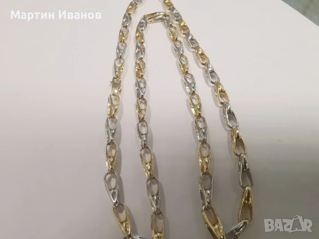 Златен синджир бяло и жълто комбинация 1, снимка 4 - Колиета, медальони, синджири - 50963494