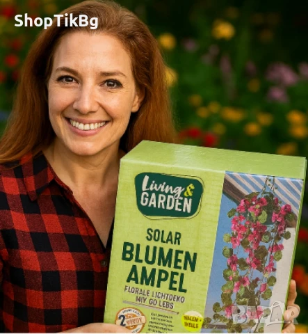 Соларна висяща саксия с LED осветление Living & Garden – 60 LED, топло бяло, снимка 3 - Други - 50889954