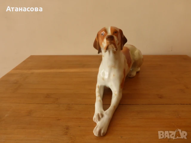 Порцеланова фигура Куче Поинтер ЛФЗ 1980 г, снимка 4 - Статуетки - 50588146