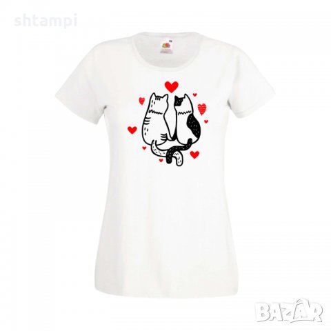 Дамска тениска Свети Валентин Valentine Cat, снимка 4 - Тениски - 35648822