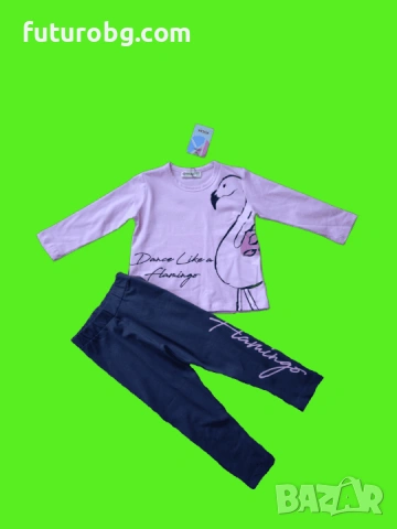 Сет за момиче от две части в розово и сиво, снимка 2 - Детски комплекти - 53327160