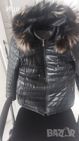 Кожено яке, ватирано и вталено, снимка 2 - Якета - 43757949