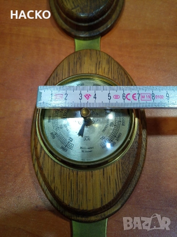 Метеорологична Станция,Термометър,Барометър,Влагомер,Махагонова Поставка Внос от Нидерландия , снимка 12 - Други - 53274598