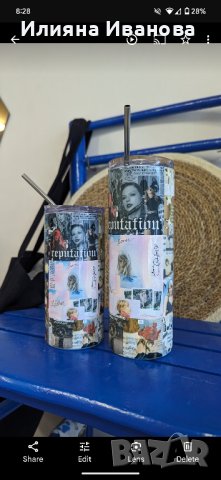 висока метална чаша Taylor Swift с капаче и сламка , снимка 2 - Чаши - 43749750